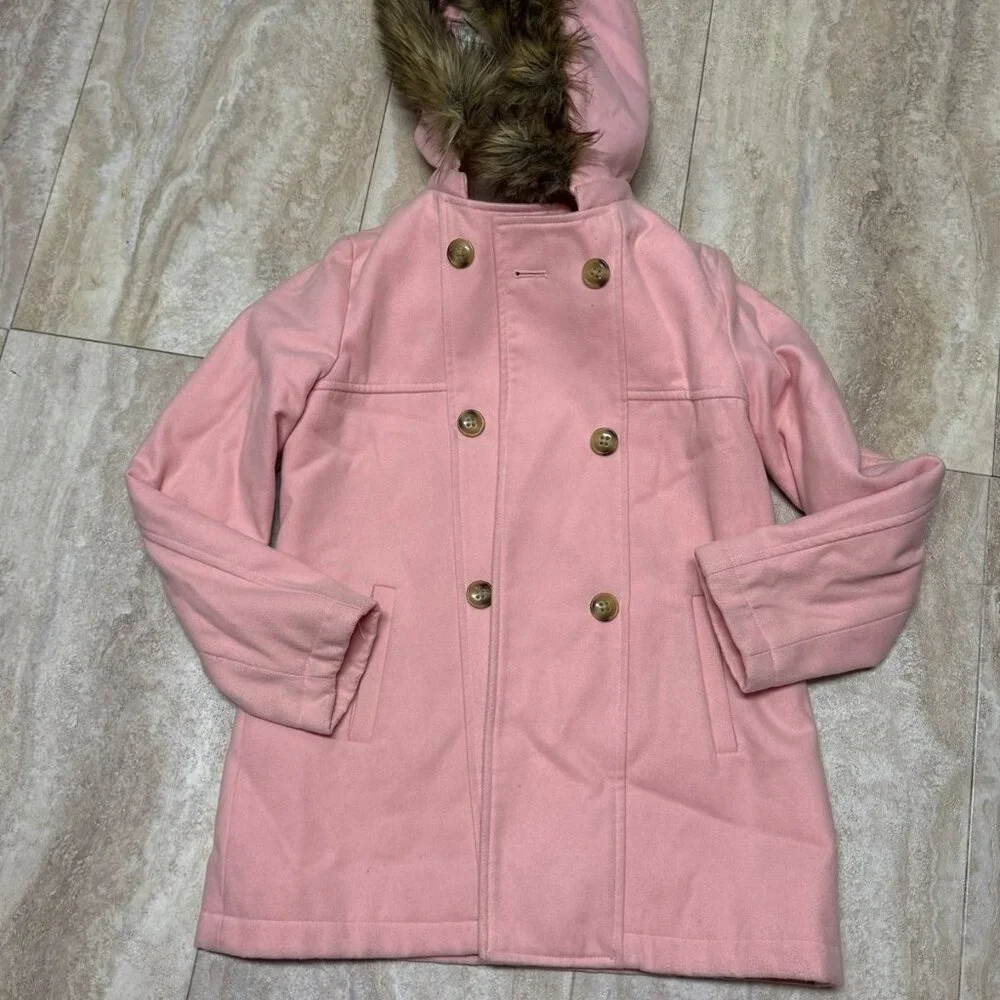 Pink Coat‎ with Faux Hooded Fur